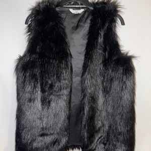 Faux black fur vest